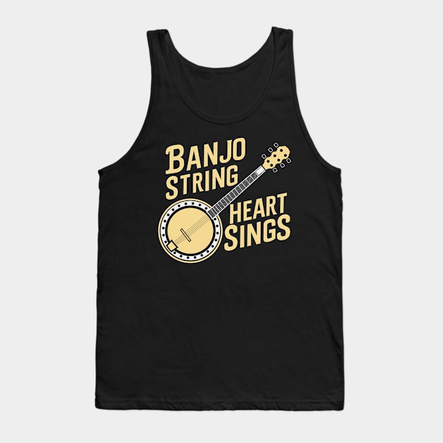 Banjo String Heart Sings Banjo Player Gift Tank Top by GrafiqueDynasty